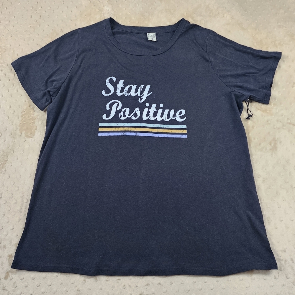 NWOT Stay Positive Plus Tee LE Life Elsewhere 1X Grey